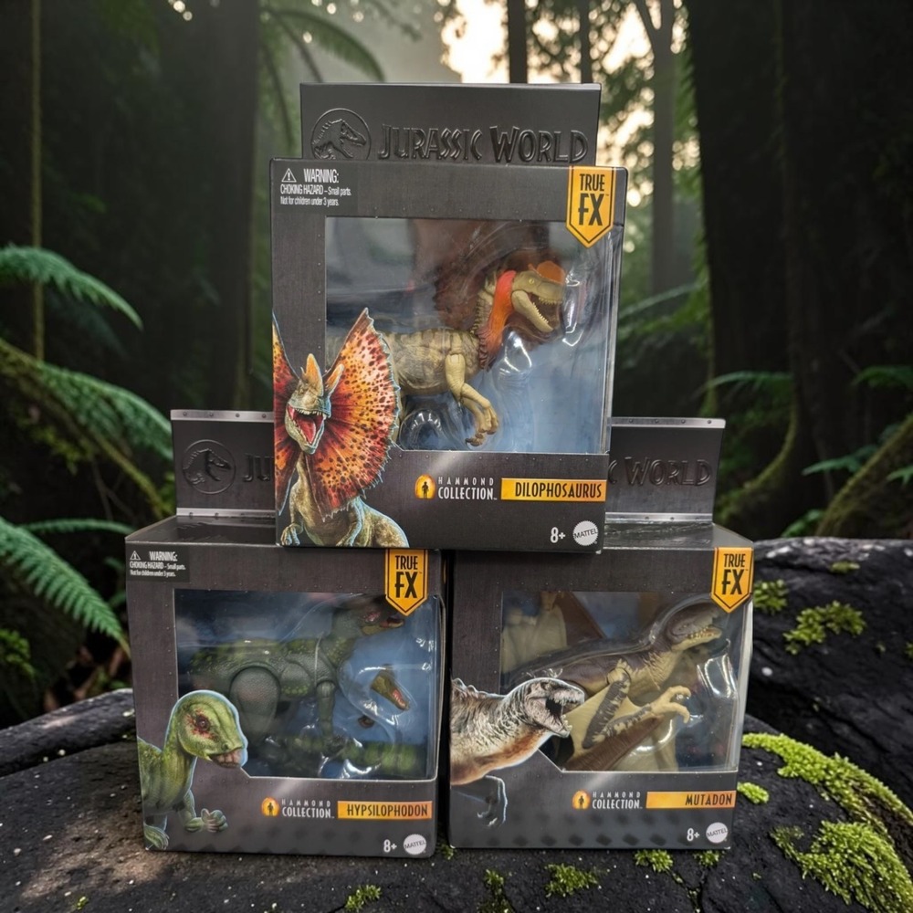 Mattel Jurassic World Hammond Collection Dilophosaurus Hypsilophodon Mutadon Set